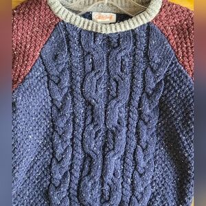 Cat & Jack Toddler Boys Navy and Burgundy Cable Knit Sweater Size 2T